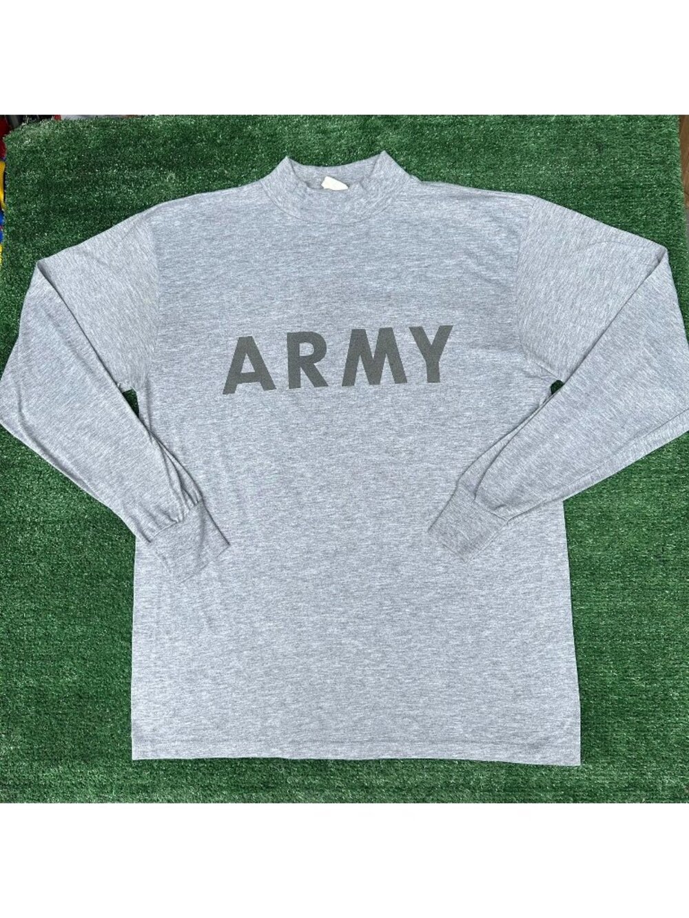 Vintage 90s US Army Fitness Training Long Sleeve T-Shirt Gray M Military Gym